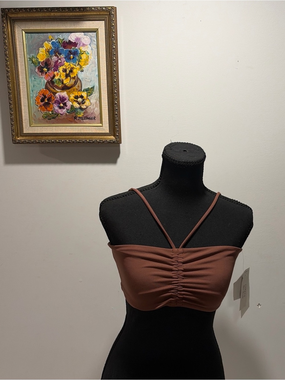 L*Space Adjustable Halter Athletic Top Brown Gym Girl  Athleisure workout